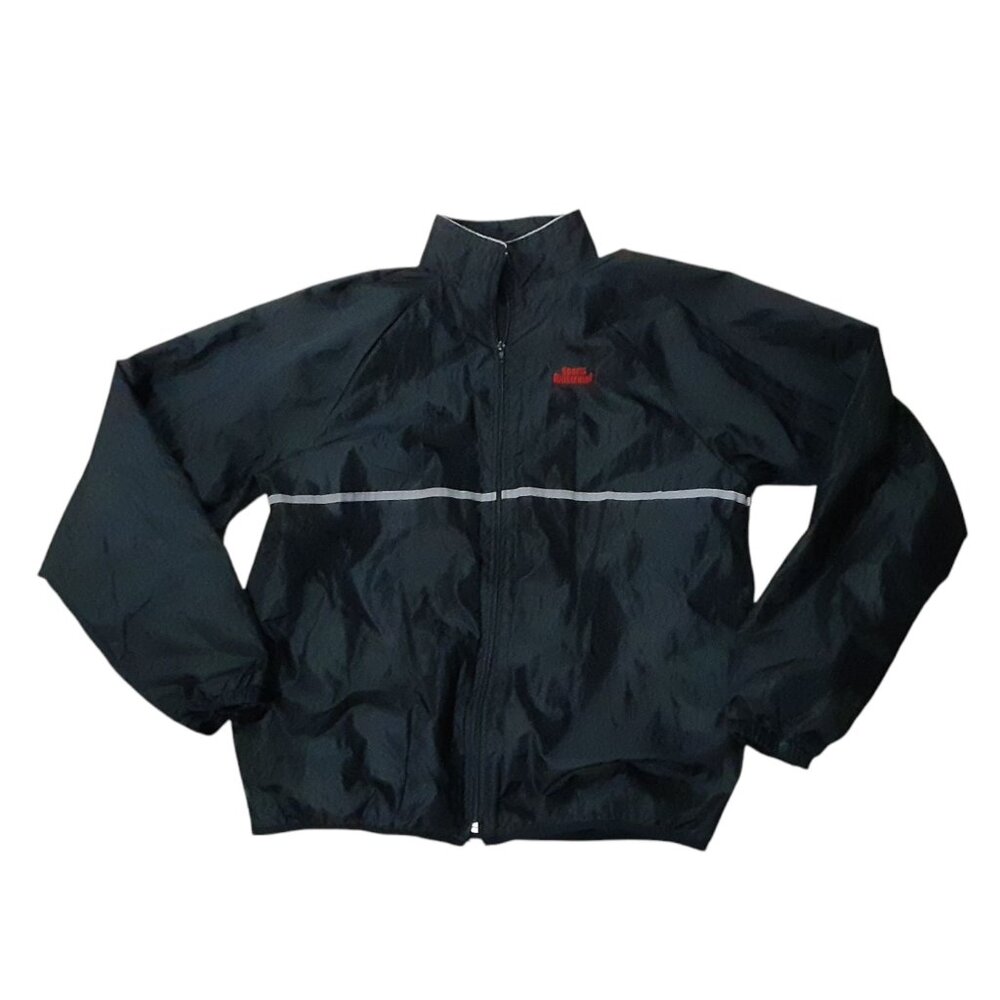 Vintage Sports Illustrated Windbreaker Jacket Mens L Lightweight Full Zip Black